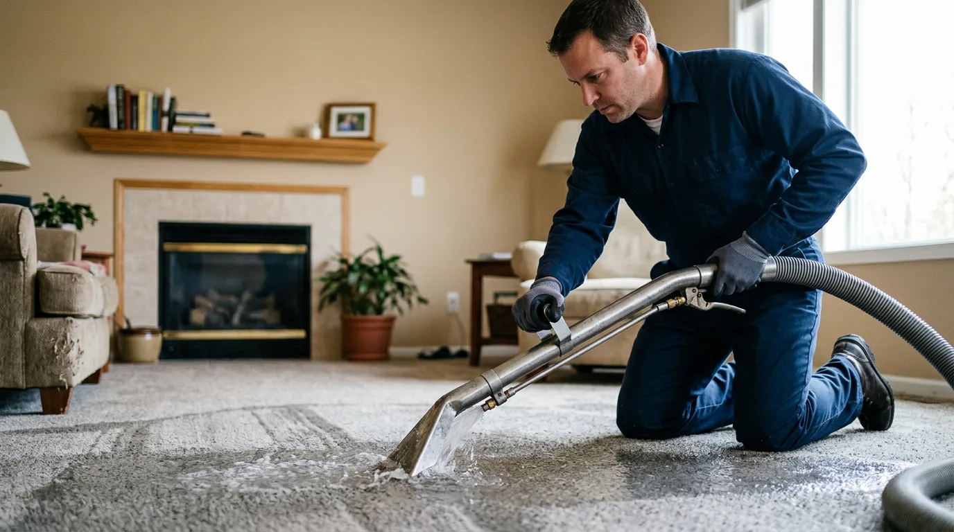 Water damage restoration technician working near Higganum, CT
